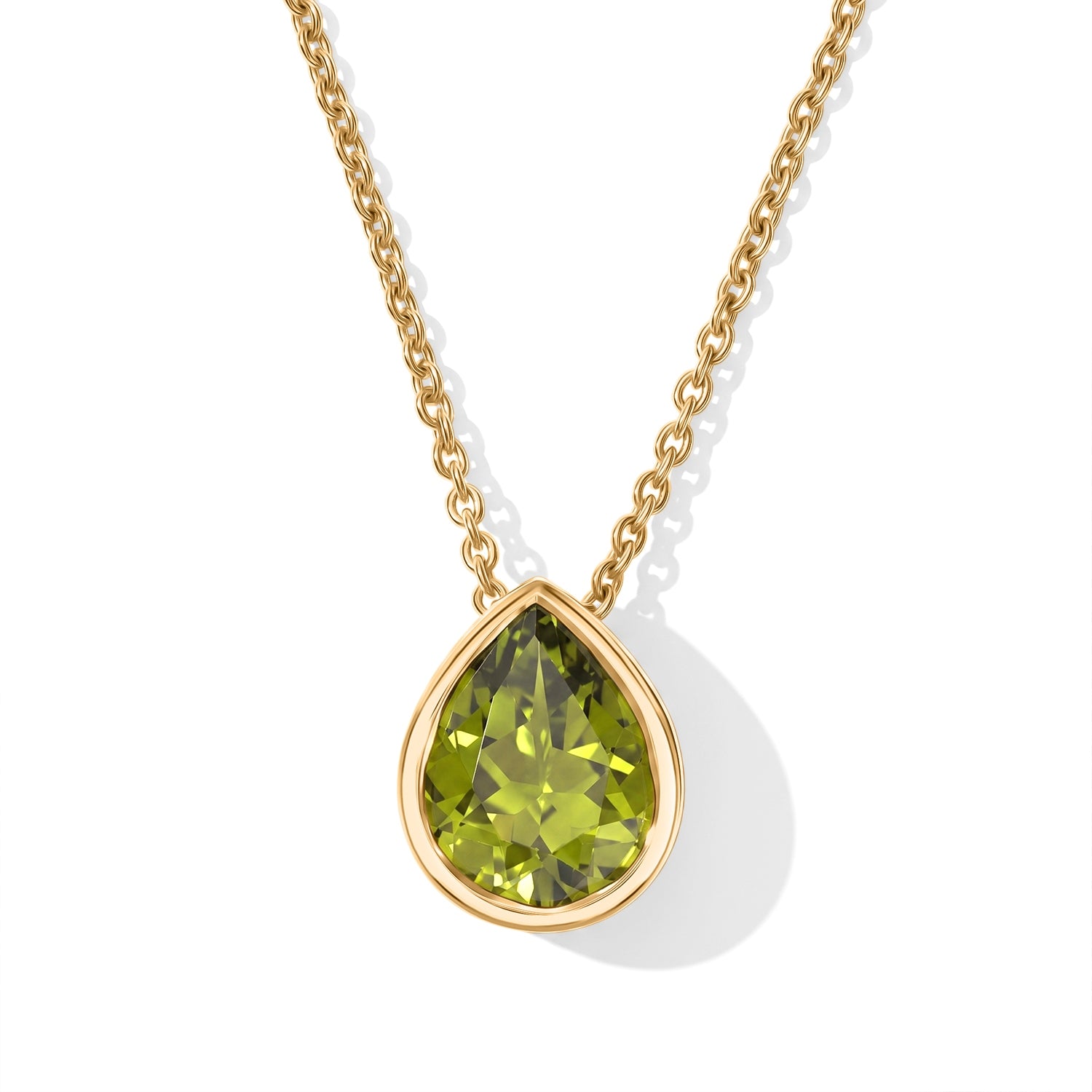 D'Joy AA Peridot Arizona Anhänger mit 50cm Kette, 925 Silber 750 Gelbgold Vermeil - 1,79 ct.