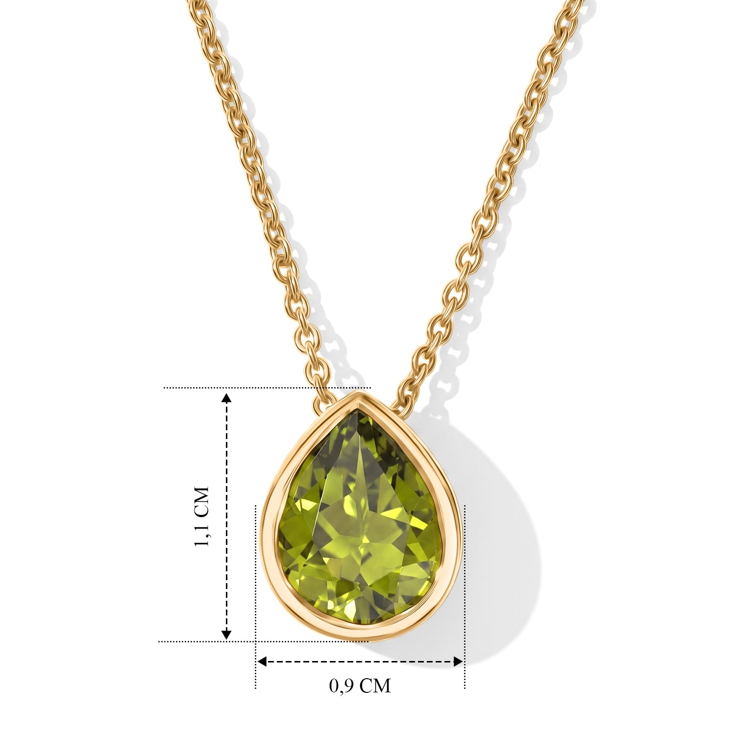 D'Joy AA Peridot Arizona Schmuckset ca. 50 cm 925 Silber 750 Gelbgold vermeil ca. 1,79 ct.