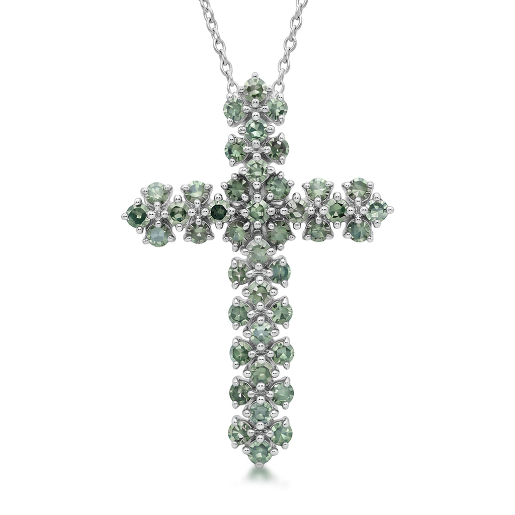 LUXURIANT DIAMOND - Lab Grown Grüner Diamant SI Schmuckset SGL zertifiziert ca. 50 cm 925 Silber Rhodiniert ca. 1.00 ct