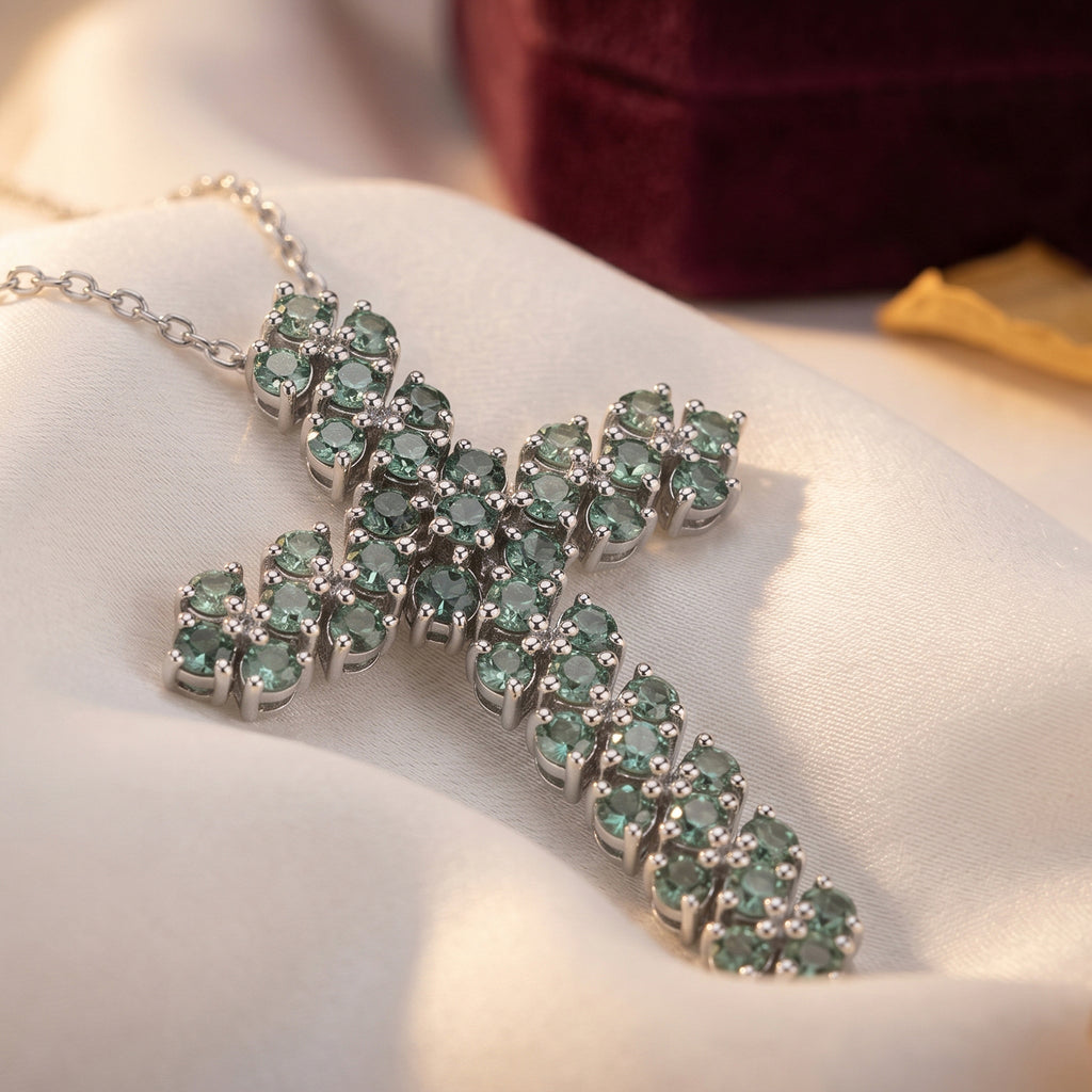 LUXURIANT DIAMOND - Lab Grown Grüner Diamant SI Schmuckset SGL zertifiziert ca. 50 cm 925 Silber Rhodiniert ca. 1.00 ct