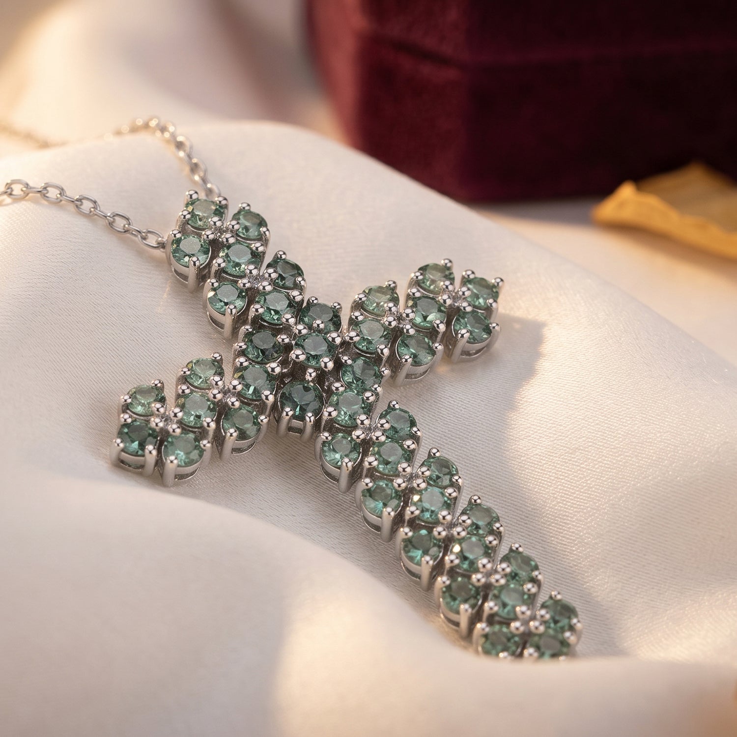 LUXURIANT DIAMOND - Lab Grown Grüner Diamant SI Schmuckset SGL zertifiziert ca. 50 cm 925 Silber Rhodiniert ca. 1.00 ct