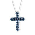 LUXURIANT SGL zertifizierter SI Labor blauer Diamant Anhänger mit 45+5cm Kette, 925 Silber rhodiniert - 1 ct.