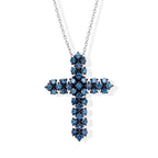 LUXURIANT SGL zertifizierter SI Labor blauer Diamant Anhänger mit 45+5cm Kette, 925 Silber rhodiniert - 1 ct.