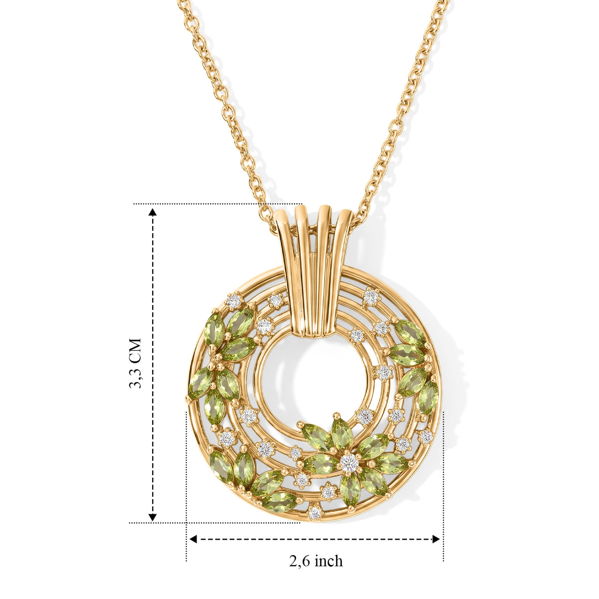 EVER TRUE Arizona Peridot, Weißer Zirkon Schmuckset ca. 50 cm ca. 2.17 ct