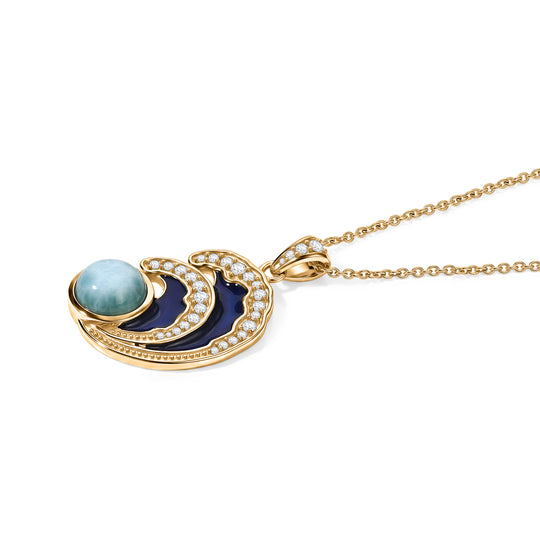 EVER TRUE AA Larimar, Weißer Zirkon Schmuckset ca. 50 cm ca. 5,79 ct.