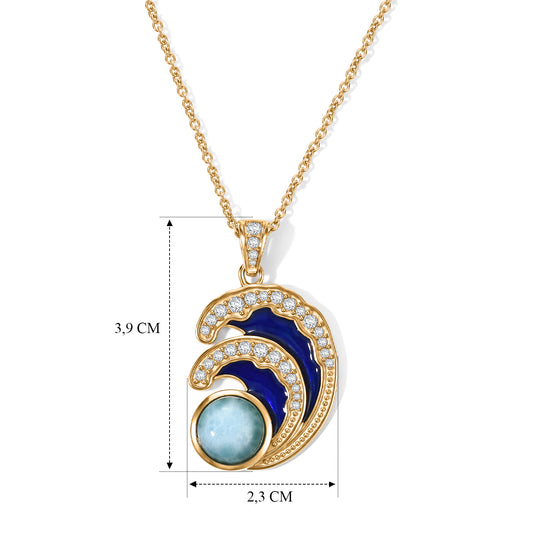 EVER TRUE AA Larimar, Weißer Zirkon Schmuckset ca. 50 cm ca. 5,79 ct.