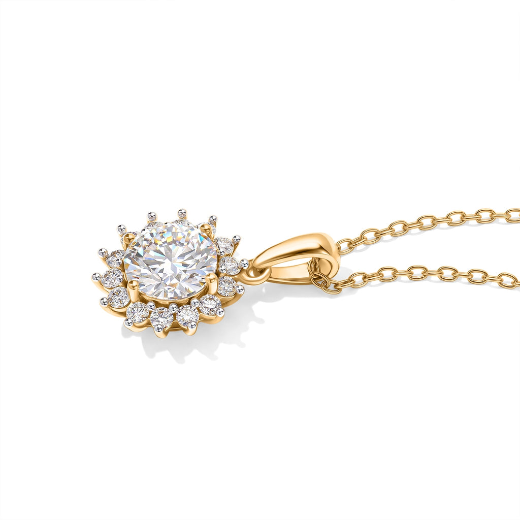 D'Joy GRA Moissanit Schmuckset ca. 50 cm 925 Silber 750 Gelbgold vermeil ca. 2.18 ct