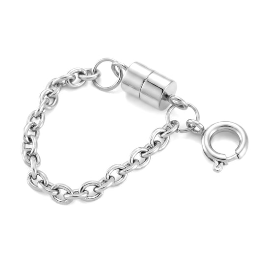 2er Set Armband Magnetschließe mit Extender aus 316L Edelstahl, silberfarben