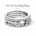 LUXURIANT 3er-Set SI-GH Labor Diamant Stacking Ringe, 925 Silber rhodiniert - 0,75 ct.