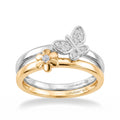 LUXURIANT DIAMOND - 2er-Set Lab Grown Diamant SI-GH Ring, 925 Silber 750 Gelbgold Vermeil und rhodiniert (Größe 16.00)