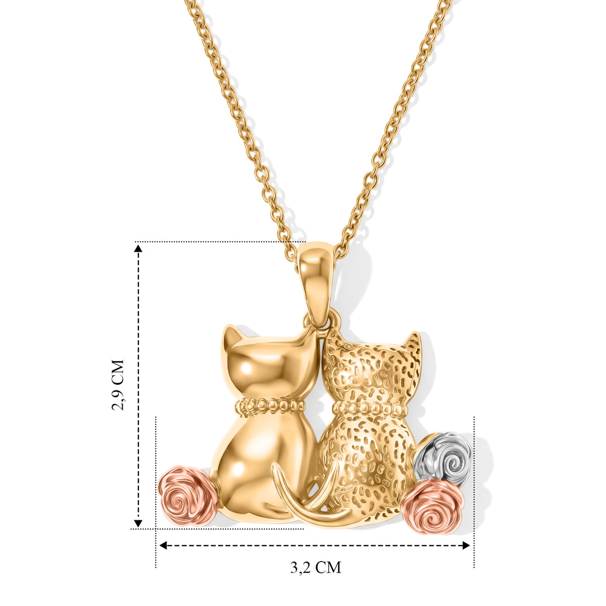 EverTrue dreifarbiger Anhänger mit 50cm Edelstahl Kette - 11,50 Gramm