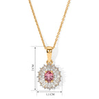 D'Joy AA Blush Turmalin, Weißer Diamant Schmuckset ca. 50 cm 925 Silber 750 Gelbgold vermeil ca. 0,65 ct.