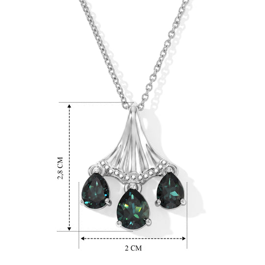 EVER TRUE Alexandrit Quarz Triplette Anhänger mit Kette, ca. 50 cm ca. 4.78 ct