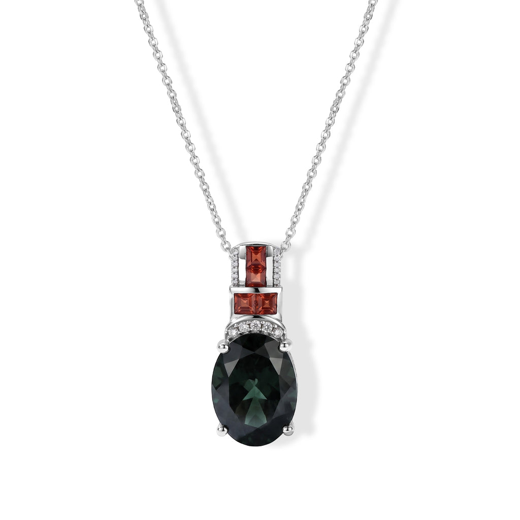 D'Joy Alexandrit Quarz Triplette, Roter Granat Schmuckset ca. 50 cm 925 Silber Rhodiniert ca. 10,60 ct.