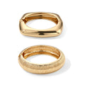 2er-Armreif-Set mit polierter und geriffelter Oberfläche, 17,5cm und 18,5cm, Legierung in Goldton