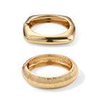 2er-Armreif-Set mit polierter und geriffelter Oberfläche, 17,5cm und 18,5cm, Legierung in Goldton