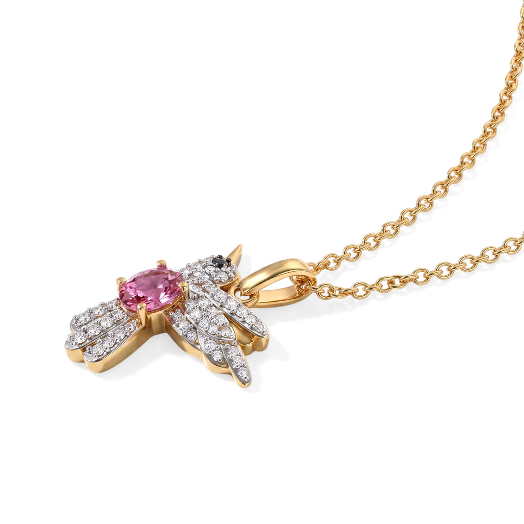 D'Joy Blush Turmalin, Weißer Zirkon Schmuckset ca. 50 cm 925 Silber 750 Vergoldet und Edelstahl 750 Vergoldet ca. 0,93 ct.