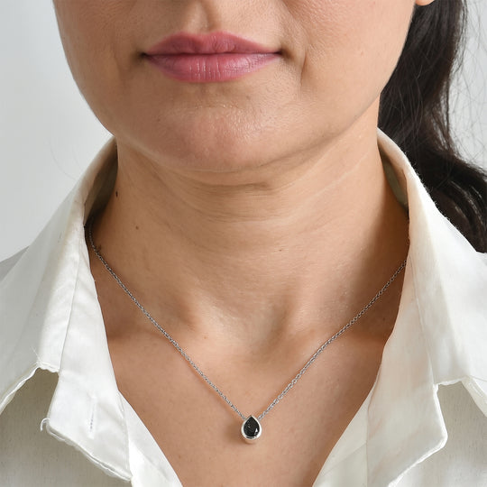 D'Joy Alexandrit Quarz Triplette Anhänger mit Kette, ca. 50 cm 925 Silber Platiniert und Edelstahl Platiniert ca. 1.08 ct
