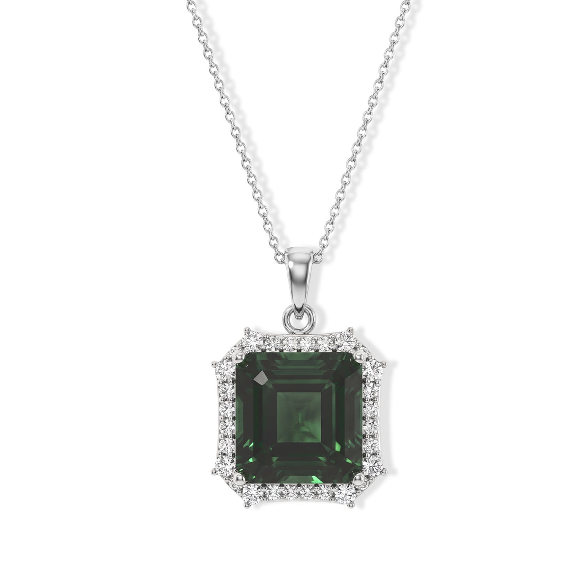 D'Joy Alexandrit Quarz Triplette, Weißer Zirkon Anhänger mit Kette, ca. 50 cm 925 Silber Rhodiniert ca. 9.53 ct