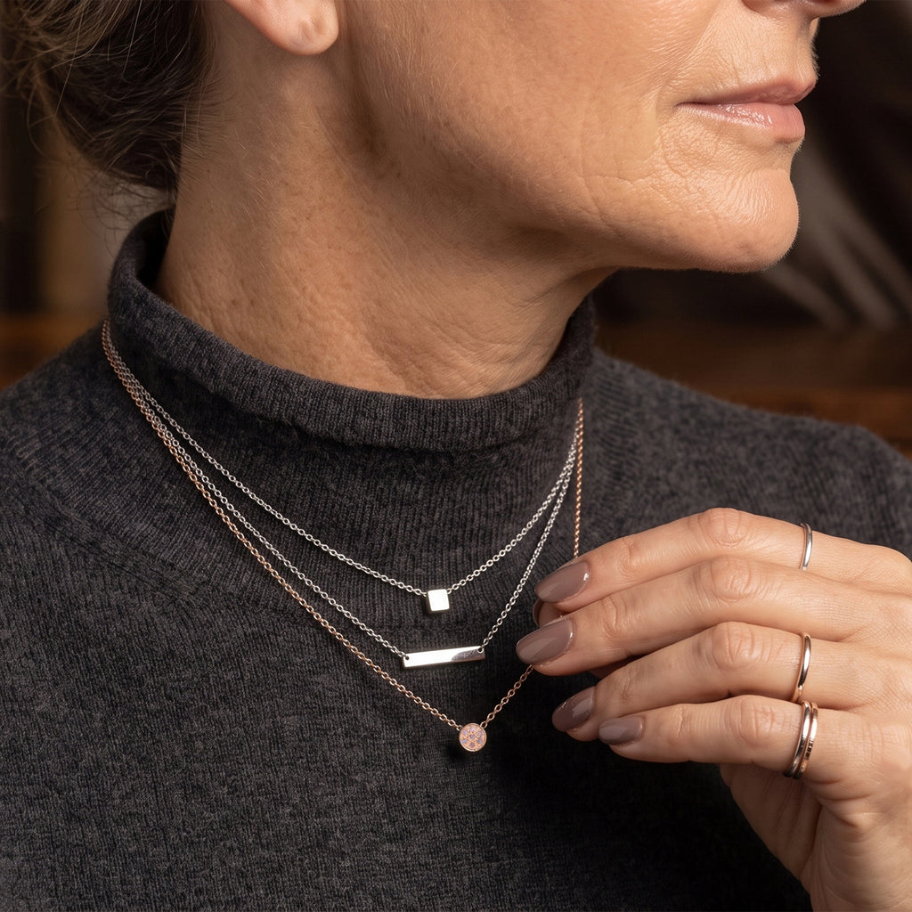 D'Joy Rosa Diamant Schmuckset ca. 45 cm 925 Silber 750 Roségold vermeil (10-15 Werktage Lieferzeit) ca. 0,05 ct.