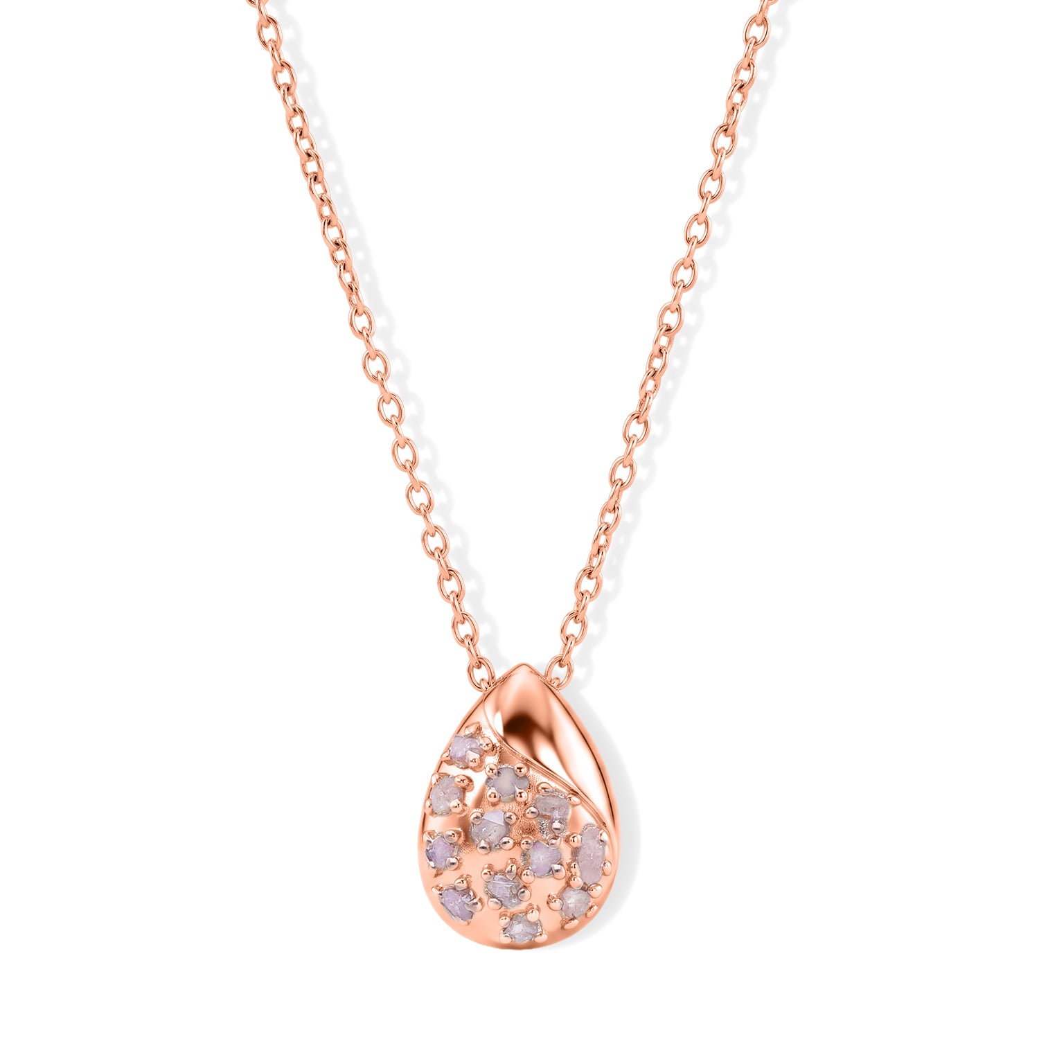 D'Joy Natürlicher Rosa Diamant (roh) Schmuckset ca. 45 cm  + 5 cm Extender 925 Silber 750 Roségold vermeil ca. 0.08 ct