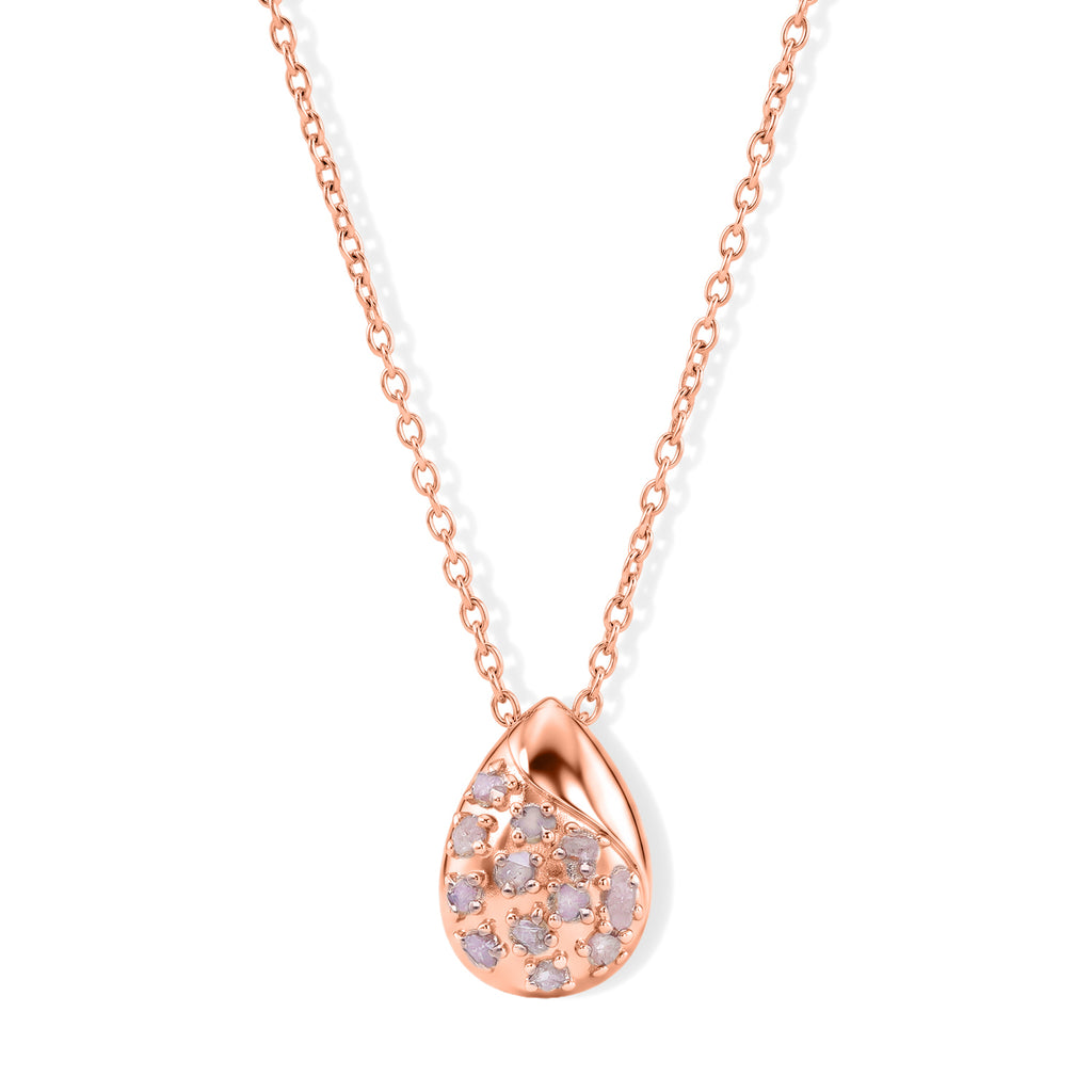 D'Joy Natürlicher Rosa Diamant (roh) Schmuckset ca. 45 cm  + 5 cm Extender 925 Silber 750 Roségold vermeil ca. 0.08 ct
