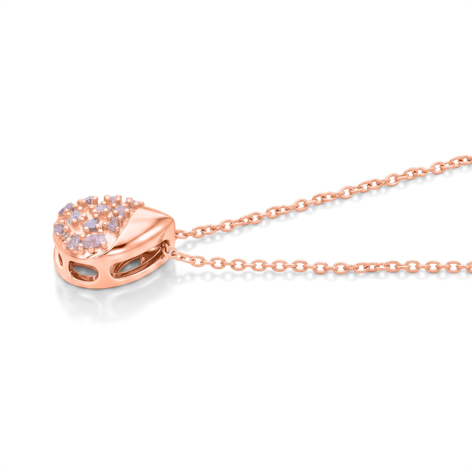 D'Joy Natürlicher Rosa Diamant (roh) Schmuckset ca. 45 cm  + 5 cm Extender 925 Silber 750 Roségold vermeil ca. 0.08 ct