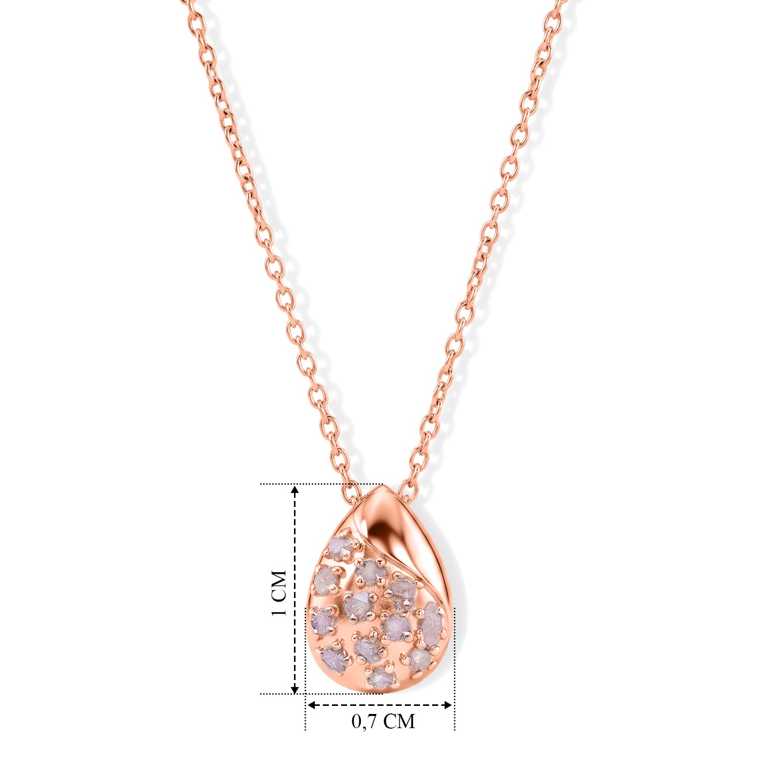 D'Joy Natürlicher Rosa Diamant (roh) Schmuckset ca. 45 cm  + 5 cm Extender 925 Silber 750 Roségold vermeil ca. 0.08 ct