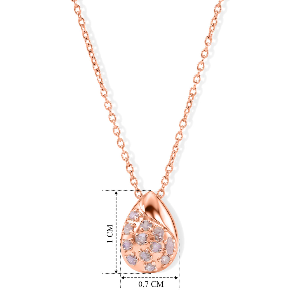 D'Joy Natürlicher Rosa Diamant (roh) Schmuckset ca. 45 cm  + 5 cm Extender 925 Silber 750 Roségold vermeil ca. 0.08 ct