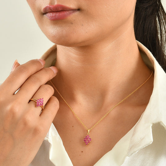 EverTrue Lagunen Apatit Schmuckset, 316L Edelstahl und Bronze mit Gelbgold E-Beschichtung - 1,85 ct.