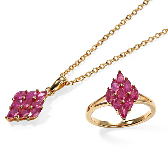 EverTrue Lagunen Apatit Schmuckset, 316L Edelstahl und Bronze mit Gelbgold E-Beschichtung - 1,85 ct.