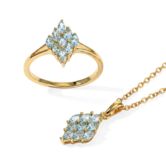 EverTrue Lagunen Apatit Schmuckset, 316L Edelstahl und Bronze mit Gelbgold E-Beschichtung - 1,85 ct.