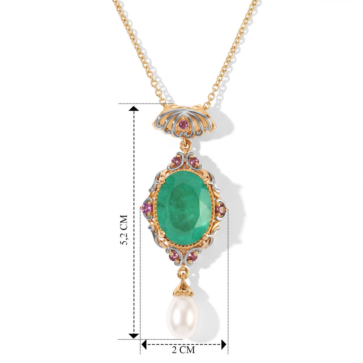 EVER TRUE Smaragd-Quarz Triplette, Süßwasser Perle (8x6mm) Schmuckset ca. 50 cm