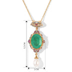 EVER TRUE Smaragd-Quarz Triplette, Süßwasser Perle (8x6mm) Schmuckset ca. 50 cm