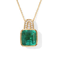 D'Joy Smaragd-Quarz Triplette, Weißer Zirkon Anhänger mit Kette, ca. 50 cm 925 Silber 750 Gelbgold vermeil ca. 5.74 ct