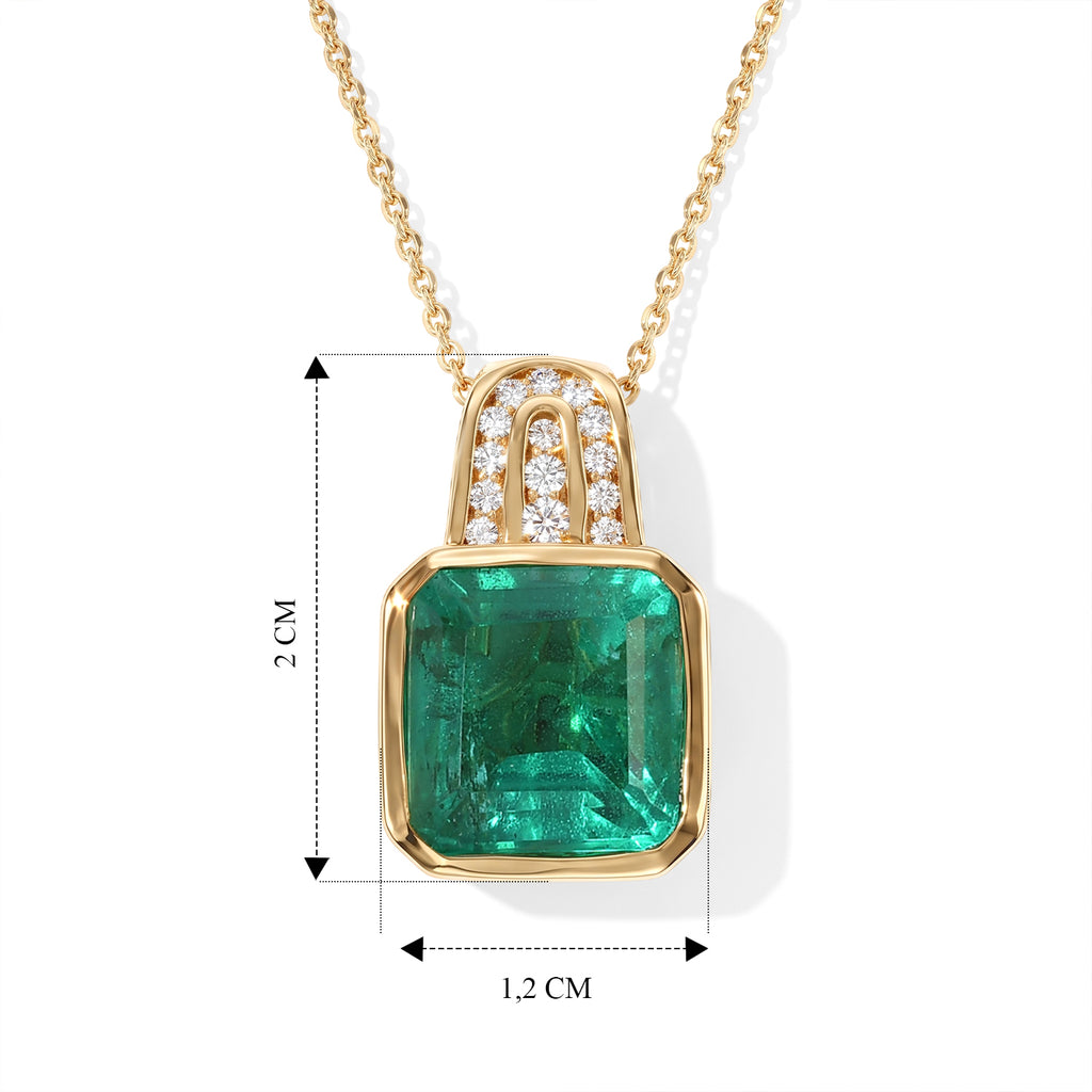 D'Joy Smaragd-Quarz Triplette, Weißer Zirkon Anhänger mit Kette, ca. 50 cm 925 Silber 750 Gelbgold vermeil ca. 5.74 ct