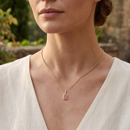 D'Joy Padparadscha Saphir, Weißer Zirkon Schmuckset ca. 50 cm 925 Silber 750 Gelbgold vermeil  (BT) ca. 0.58 ct