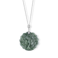 LUXURIANT 42,26 ct. AA Olmek Jadeit und Labor Diamant Anhänger mit 45cm Kette, 925 Silber rhodiniert