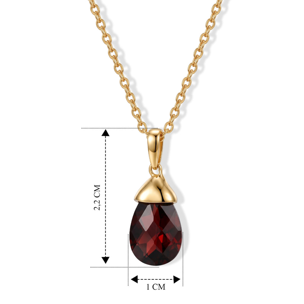 D'Joy AA Mosambik Granat Schmuckset ca. 50 cm 925 Silber 750 Vergoldet und Edelstahl 750 Vergoldet ca. 5,01 ct.