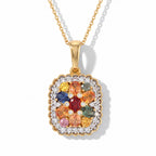 D'Joy Mehrfarbig Saphir Schmuckset ca. 50 cm 925 Silber 750 Gelbgold vermeil ca. 2,70 ct.