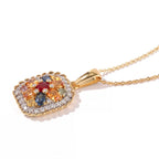 D'Joy Mehrfarbig Saphir Schmuckset ca. 50 cm 925 Silber 750 Gelbgold vermeil ca. 2,70 ct.