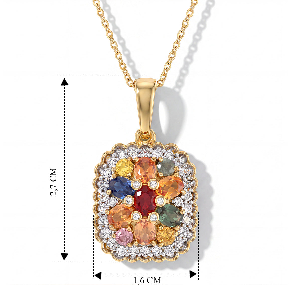 D'Joy Mehrfarbig Saphir Schmuckset ca. 50 cm 925 Silber 750 Gelbgold vermeil ca. 2,70 ct.
