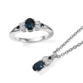 EVER TRUE 2er Set - London Blau Topas Anhänger mit Kette und Ring, ca. 50 cm (Größe 16.00) ca. 1.27 ct