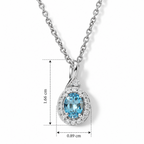 D'Joy AA Blauer Zirkon, Weißer Zirkon Anhänger mit Kette, ca. 50 cm 925 Silber Rhodiniert und Edelstahl Rhodiniert ca. 1.61 ct
