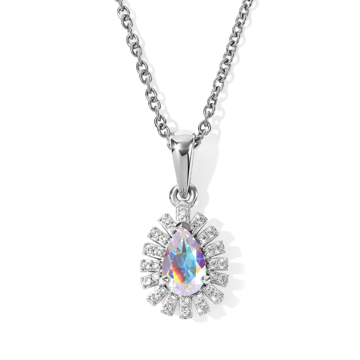 EVER TRUE Merkur mystischer Topas, Weißer Zirkon Anhänger mit Kette, ca. 50 cm ca. 1.16 ct