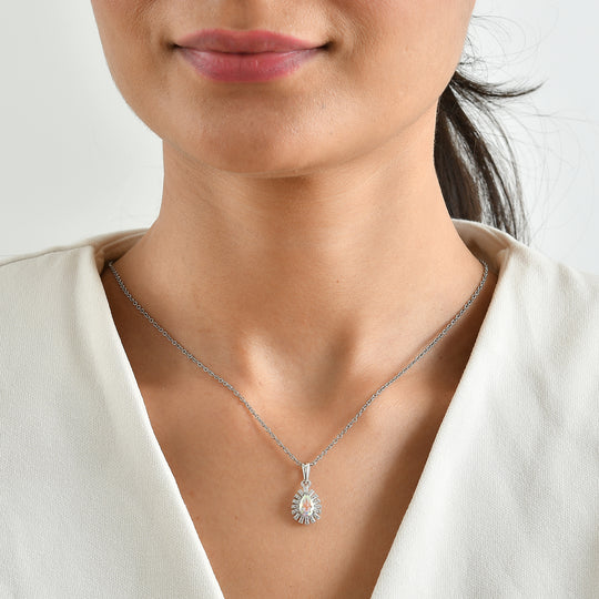 EVER TRUE Merkur mystischer Topas, Weißer Zirkon Anhänger mit Kette, ca. 50 cm ca. 1.16 ct