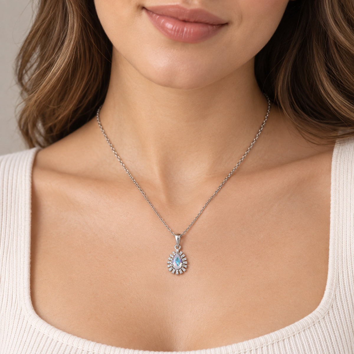 EVER TRUE Merkur mystischer Topas, Weißer Zirkon Anhänger mit Kette, ca. 50 cm ca. 1.16 ct