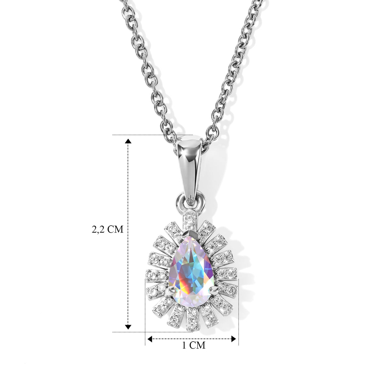 EVER TRUE Merkur mystischer Topas, Weißer Zirkon Anhänger mit Kette, ca. 50 cm ca. 1.16 ct