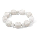 D'Joy 307 ct. natürliches weiße Jade Schmuckset, 925 Silber rhodiniert