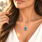 D'Joy London Blau Topas, Weißer Diamant Schmuckset ca. 50 cm 925 Silber Rhodiniert ca. 10.21 ct